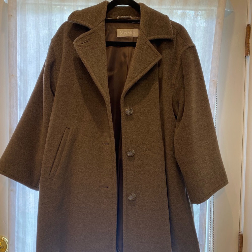 Max Mara brown wool 3/4 length 100% wool coat